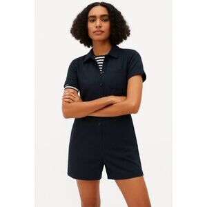Everlane The Cotton Weave Romper Navy Blue